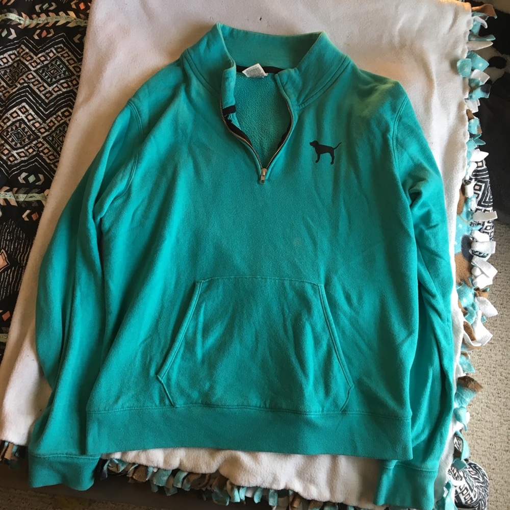 Teal quarter zip PINK sweatshirt